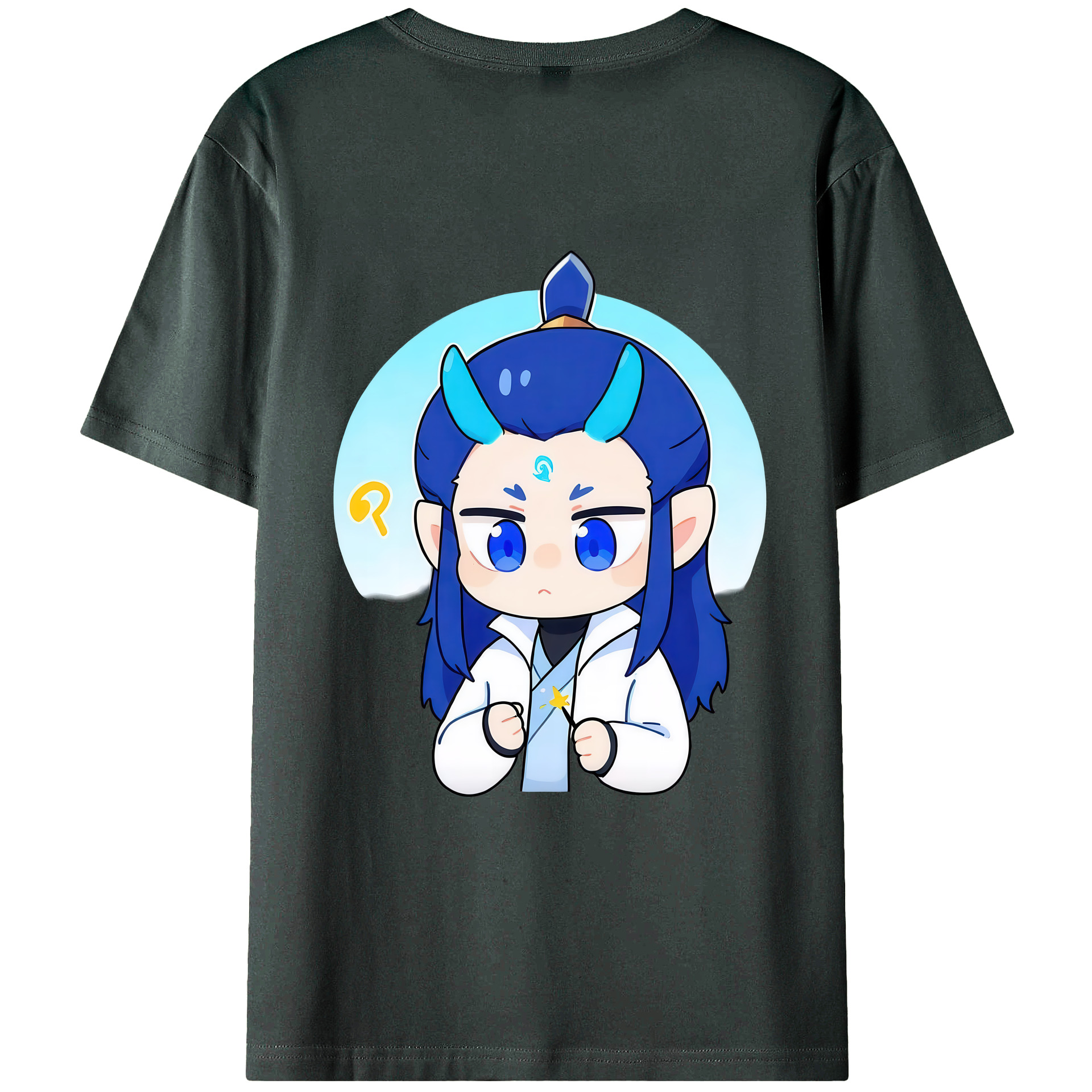 （画像用） Ne Zha 2 ナタ 魔童の大暴れ 綿100％ メンズ半袖Tシャツ（バックプリント） 通気性